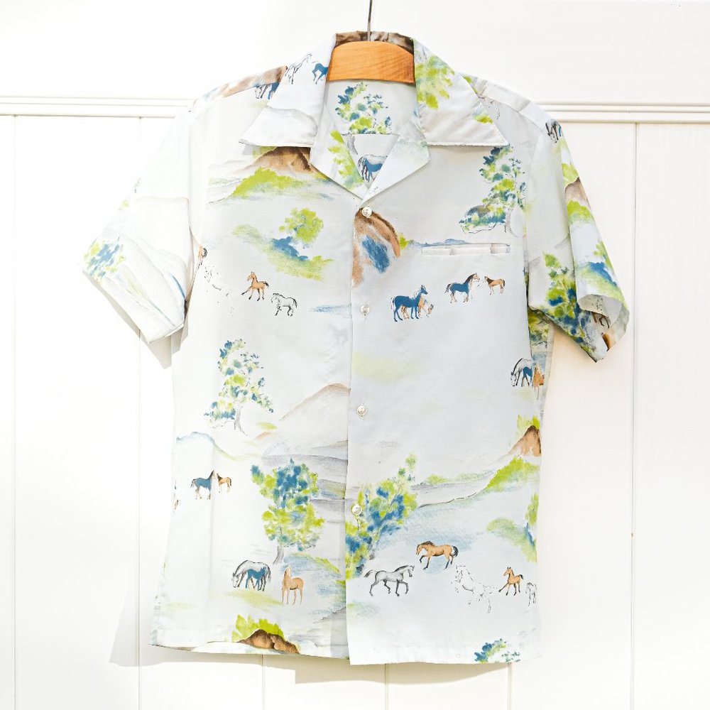 Vintage Kai Nani Aloha Shirt "Wild Horses"